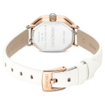Dextera octagon watch Swiss Made, Leather strap, White, Rose gold-tone finish